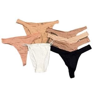 SKIMS Lot of 7 Pairs of Thong Underwear for Women 3x Lace Neutral NWOT Bikini